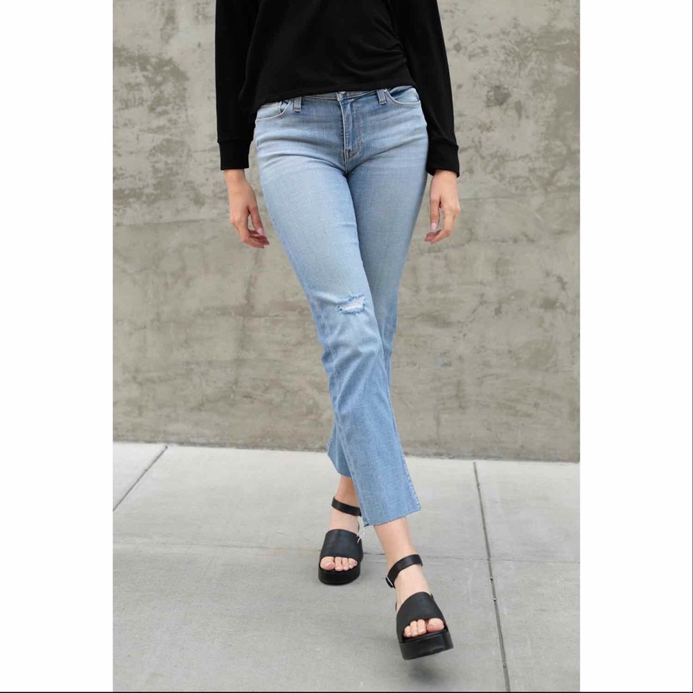 Hudson Nico Cigarette Mid Rise Jeans in Outshine Raw Hem Size 27